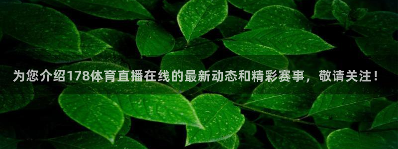 为您介绍178体育直播在线的最新动态和精彩赛事，敬请关注！